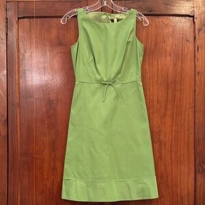 J Crew 100% silk green a line dress. Bow. Size 0p